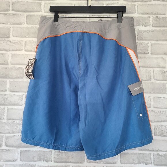 Hurley Stagger Gray Blue Board Shorts NEW 34 Beach Resort Wear - Picture 2 of 8